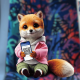 Ein Fuchs sitzt in einem öffentlichen Bus. Er trägt einen weißen Pullover, darüber eine dünne Pinke Jacke und eine grüne Hose. In der Hand hält er ein Smartphone mit einem QR Code.